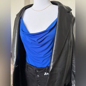 NWT - Cobalt Blue Women's Drape Neck Bodysuit